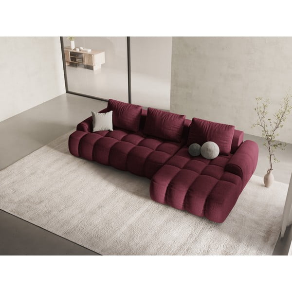 Bordo spalvos sulankstoma/su sandėliavimo vieta kampinė sofa (su dešiniuoju kampu/su gultu) Linz – Cosmopolitan Design-image-1