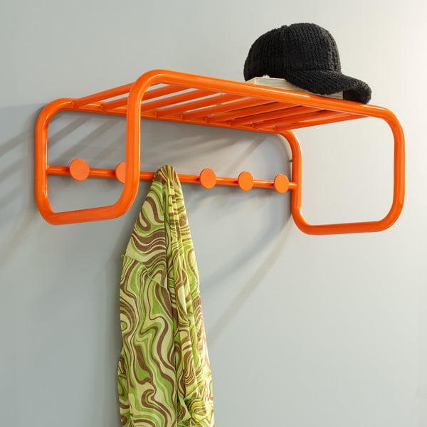 Oranžinės spalvos iš metalo sieninė lentyna su lentyna 72 cm Retro – Spinder Design-image-1