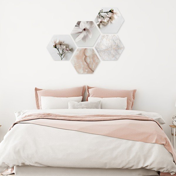 Paveikslų rinkinys iš 5 paveikslų 33,2x29,5 cm Heksagon - knor-image-1