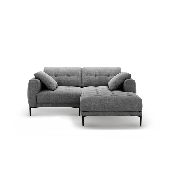 Pilkos spalvos kampinė sofa (su dešiniuoju kampu/su gultu) Bemy – Micadoni 
