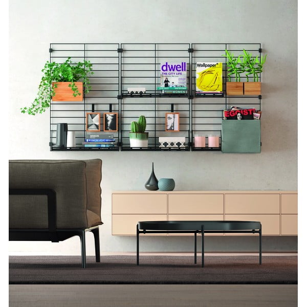 Iš metalo spintelė modulinei lentynai juodos spalvos Mural – Metaltex-image-3