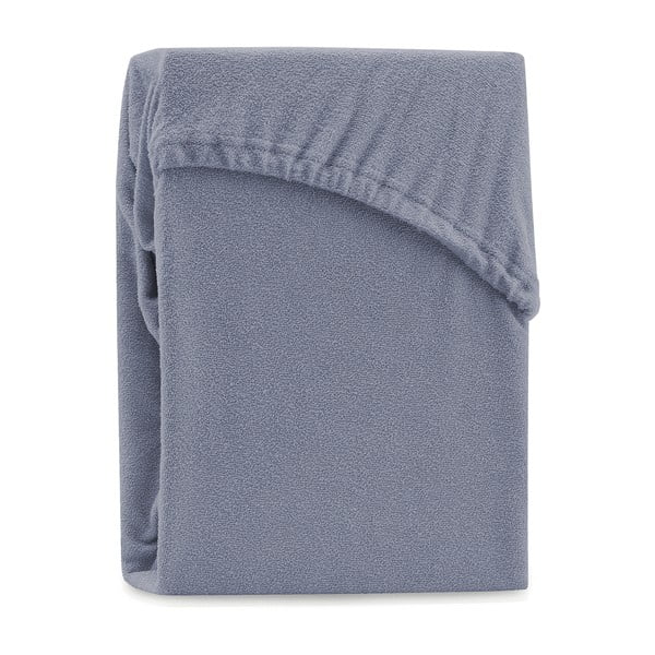 Pilkos spalvos iš frote audinio paklodė su guma 180x200 cm Ruby – Restilo-image-2