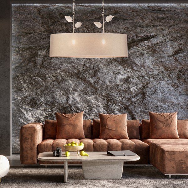 Kabantis šviestuvas auksinės spalvos su tekstiliniu gaubtu Noemi – LAMKUR-image-1