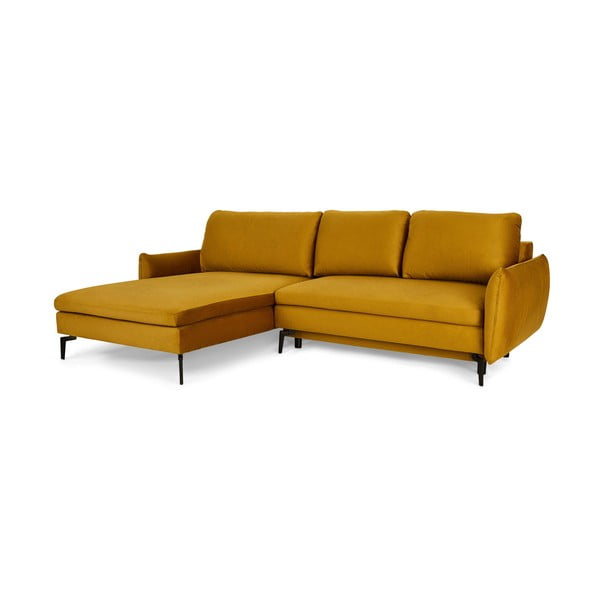 Geltona sofa-lova Bonami Selection Fira, kairysis kampas