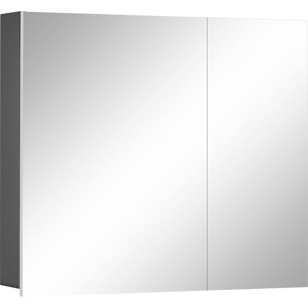 Pilka sieninė vonios spintelė su veidrodžiu Støraa Wisla, 80 x 70 cm