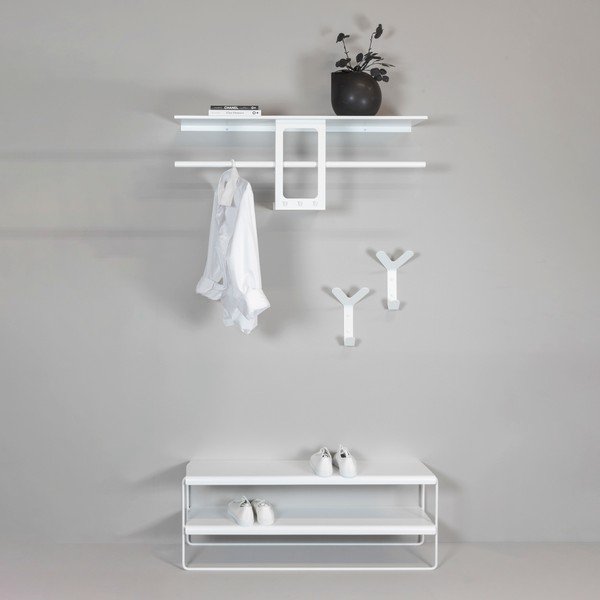 Baltos spalvos iš plieno sieninė lentyna su lentyna 100 cm Luno Small – Spinder Design-image-4