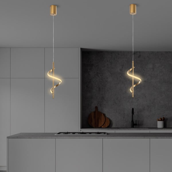 Auksinės spalvos kabantis šviestuvas LED ø 16 cm Likma – Opviq lights-image-3