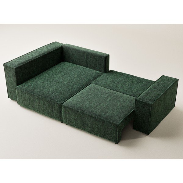 Tamsiai žalios spalvos sulankstoma/su sandėliavimo vieta kampinė sofa iš šenilinio audinio (su kairiuoju kampu/„L“ formos) Tonga – Maison de Rêve-image-3