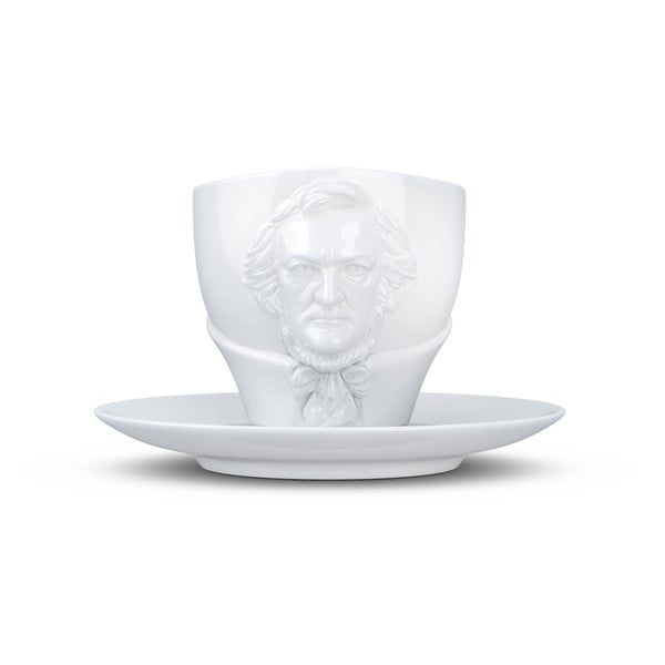 Balto porceliano puodelio ir lėkštės rinkinys 58products Richard Wagner, tūris 260 ml