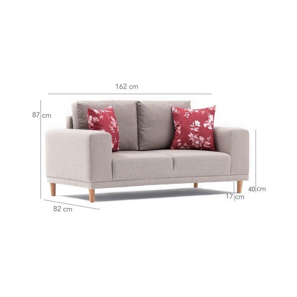 Kreminė dvivietė sofa Franz-image-1
