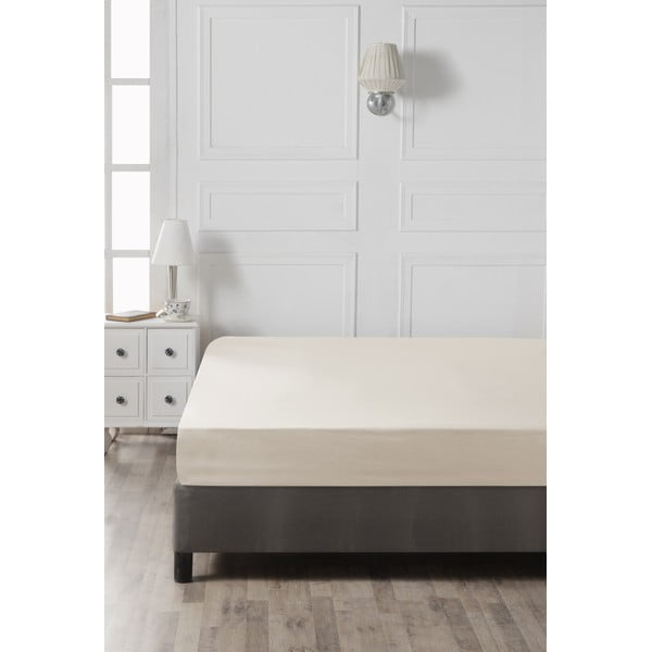 Šviesiai smėlio spalvos medvilninė paklodė 160x200 cm - Mijolnir-image-2