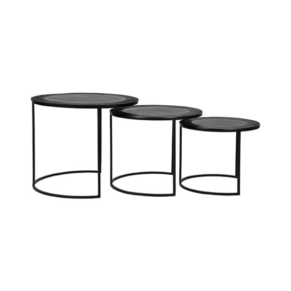 Apvalio formos kavos staliukai iš metalo juodos spalvos 3 vnt. ø 55 cm Tres – LABEL51