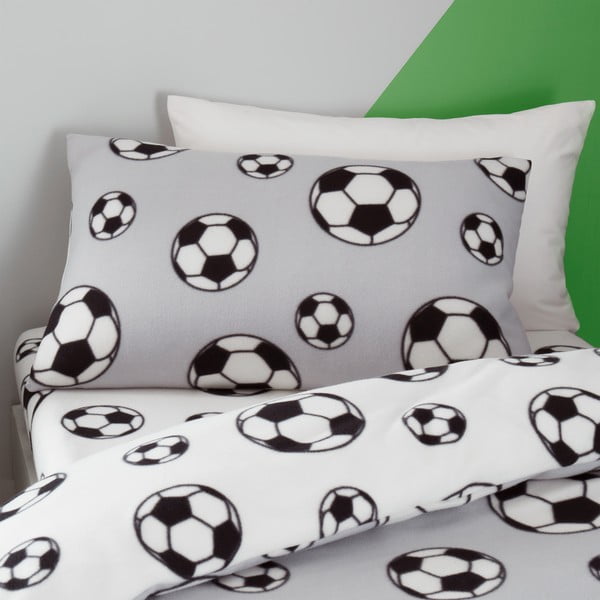 Šviesiai pilkos spalvos fleece tipo dvigulė vaikiška patalynė 200x200 cm Football – Catherine Lansfield-image-3