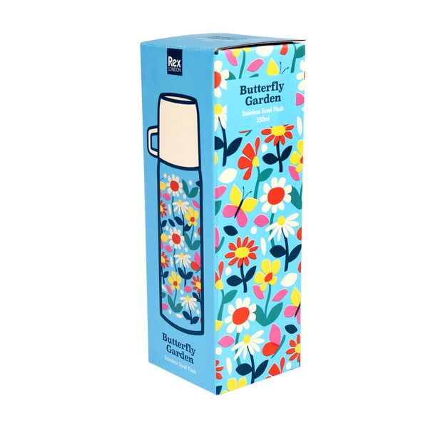 Mėlynos spalvos/kreminės spalvos vaikams termosas 350 ml Butterfly Garden – Rex London-image-4