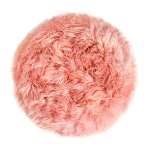 Rožinės spalvos avikailio pagalvėlė Royal Dream Zealand apvaliai valgomojo kėdei, ⌀ 35 cm
