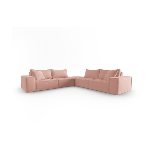 Kampinė sofa rožinės spalvos Mike – Micadoni Home