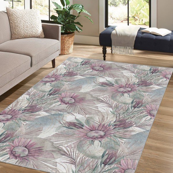 Skalbiamas kilimas violetinės spalvos/pilkos spalvos 80x200 cm Dusty Flowers – Mila Home-image-4