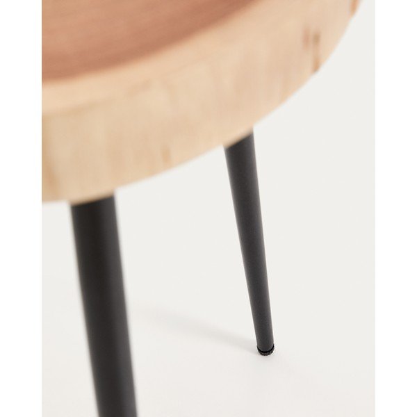Apvalios formos šoninis stalas su akacijos stalviršiu 35x35 cm Tanive – Kave Home-image-3