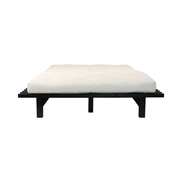 Pušies dvigulė lova su čiužiniu Karup Design Blues Comfort Mat Black/Natural, 160 x 200 cm