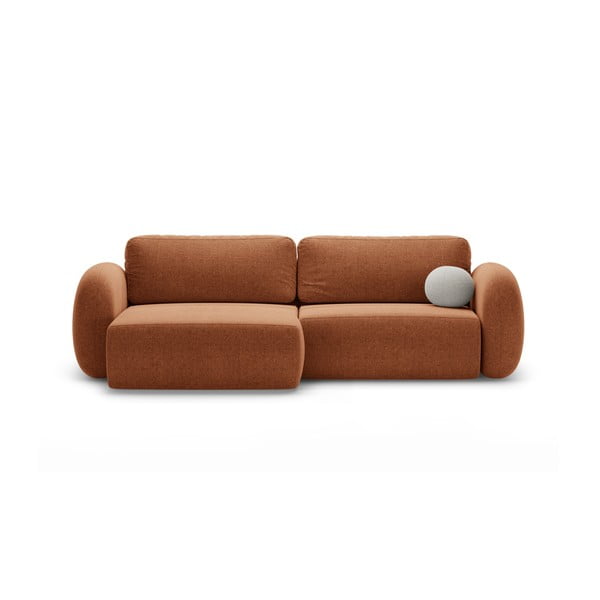 Raudonos plytų spalvos iš šenilinio audinio sulankstoma/su sandėliavimo vieta kampinė sofa Tonale – Cosmopolitan Design