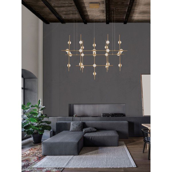 Auksinės spalvos iš metalo kabantis šviestuvas LED su pritemdymo funkcija su gaubtu iš akrilo stiklo Atomo – Nova Luce-image-1