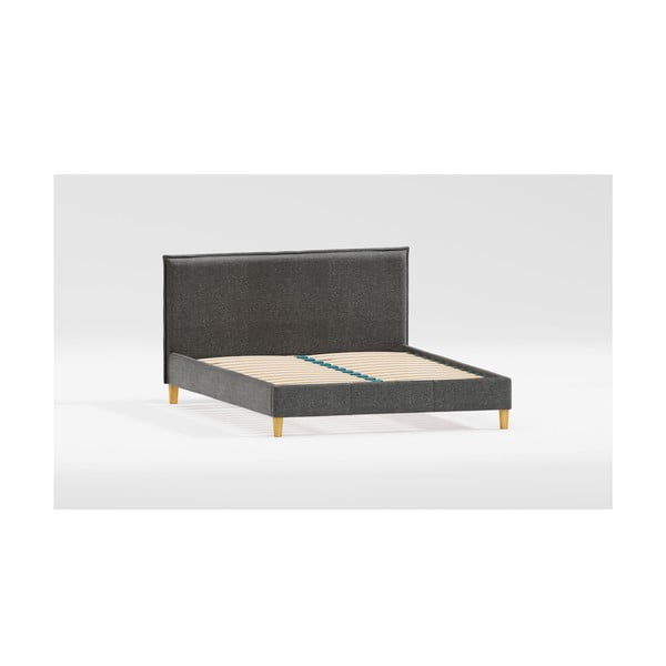 Dvigulė lova tamsiai pilkos spalvos audiniu dengta su lovos grotelėmis 160x200 cm Tina – Ropez