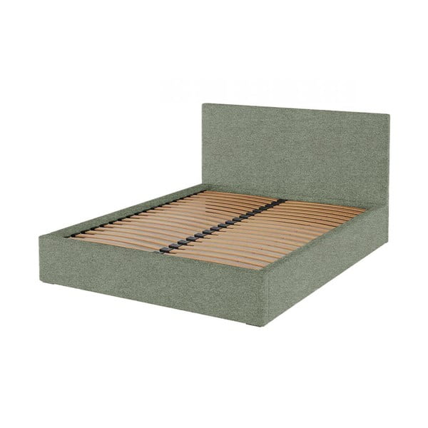 Žalios spalvos dvigulė lova audiniu dengta su sandėliavimo vieta su lovos grotelėmis 180x200 cm Bufo – MESONICA-image-3