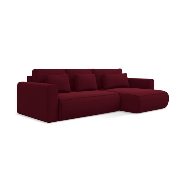 Bordo spalvos iš velveto sulankstoma/su sandėliavimo vieta kampinė sofa (su dešiniuoju kampu/su gultu) Kapua – Makamii-image-3