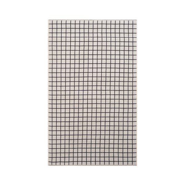 Juodos spalvos/smėlio spalvos iš medvilnės vonios rankšluostis 90x150 cm Grid – Jotex-image-2