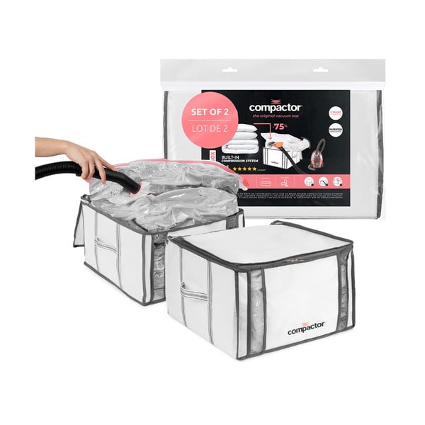 Vakuuminės/su standžiais kraštais iš tekstilės spintos daiktadėžės 2 vnt. 42x25x25 cm Life – Compactor
