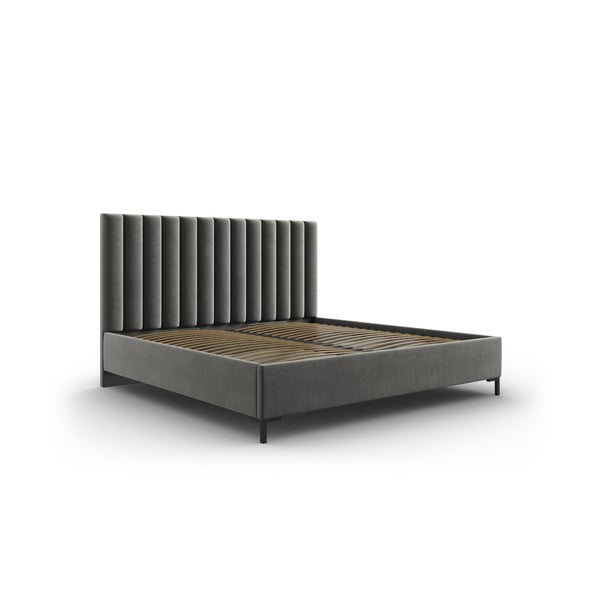 Dvigulė lova pilkos spalvos audiniu dengta su sandėliavimo vieta su lovos grotelėmis 140x200 cm Casey – Mazzini Beds