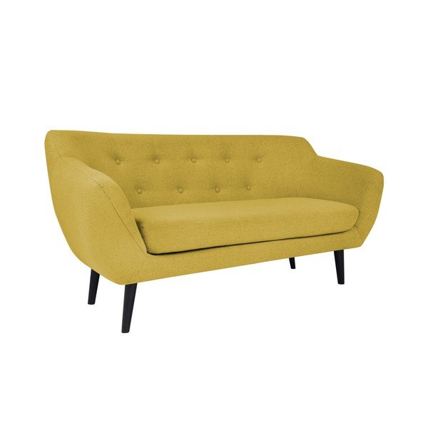 Geltonos spalvos dvivietė sofa su rudomis kojomis Mazzini Sofas Piemont-image-1