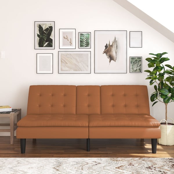 Iš dirbtinės odos sulankstoma sofa konjako rudos spalvos 191 cm Maine – Støraa-image-4