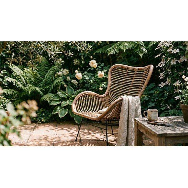 Natūralios spalvos sodo krėslas rotangas Rattan – Ego Dekor-image-1