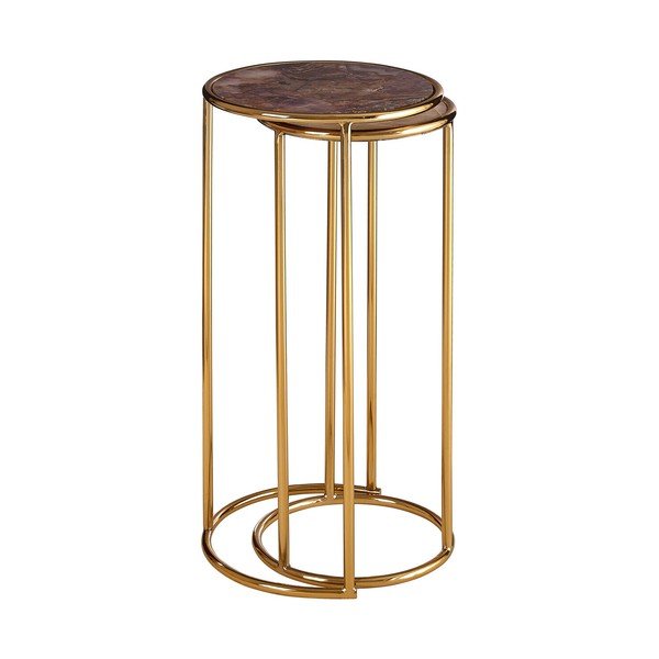 Apvalios formos šoniniai stalai 2 vnt. su akmens stalviršiu ø 31 cm Vita – Premier Housewares-image-3