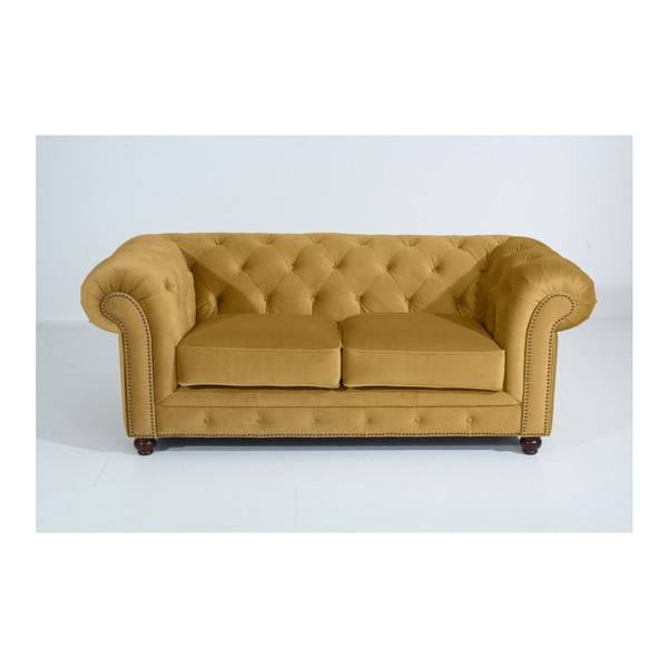 Geltonos spalvos sofa "Max Winzer Orleans Velvet", 196 cm