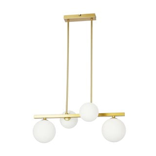 Baltos spalvos/auksinės spalvos kabantis šviestuvas su stiklo gaubtu Kama – Candellux Lighting