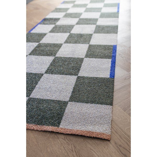 Skalbiamas tamsiai žalios spalvos/kreminės spalvos kilimas 77x242 cm Square – Mette Ditmer Denmark-image-1
