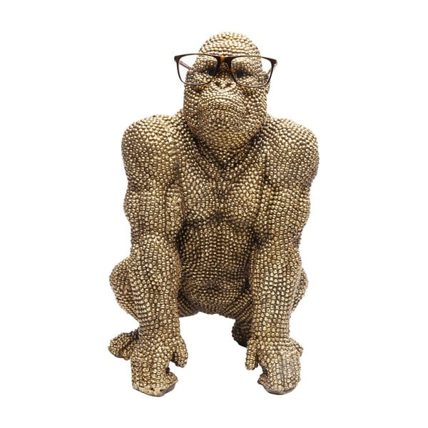 Dekoratyvinė aukso spalvos statulėlė Kare Design Gorilla, 46 cm aukščio