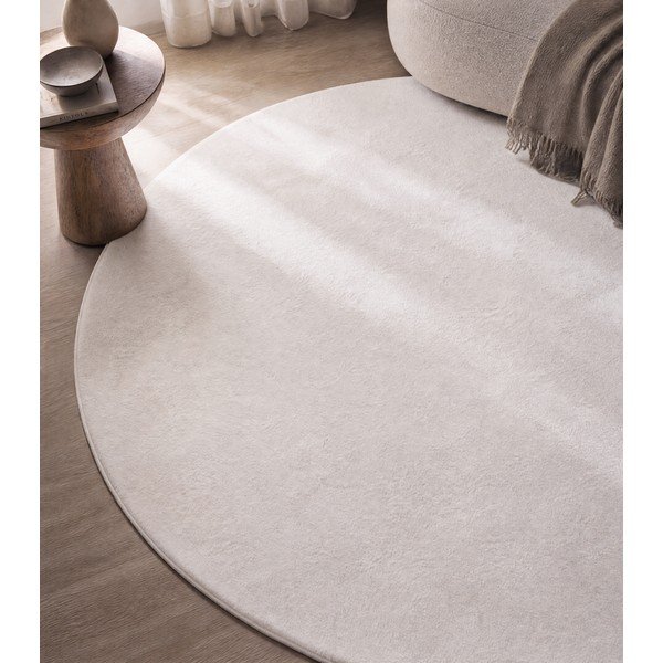 Skalbiamas apvalios formos kilimas kreminės spalvos ø 160 cm Pouffy – Ayyildiz Carpets-image-3