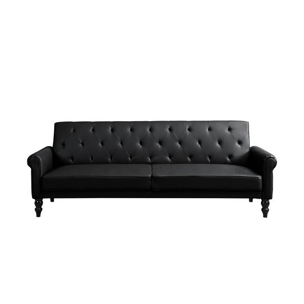 Juodos spalvos reguliuojama/sulankstoma sofa iš dirbtinės odos 222 cm Tyne – Støraa