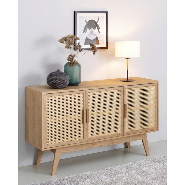Žema šoninė spintelė natūralios spalvos iš ąžuolo 128x75 cm Bridget – Støraa-image-1