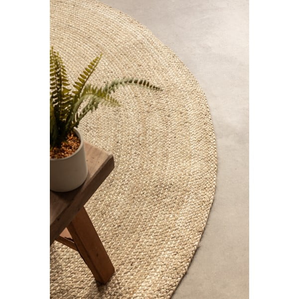 Apverčiamas dramblio kaulo spalvos iš džiuto apvalios formos kilimas ø 140 cm Braided – Hanse Home-image-4