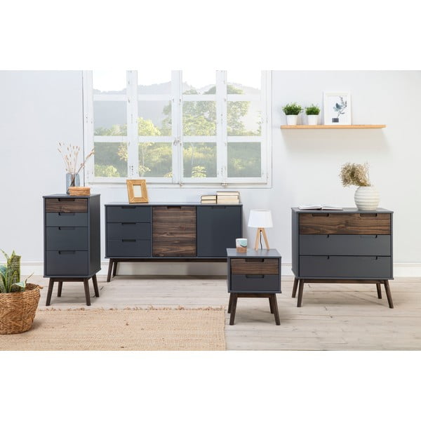 Pilkas pušies medienos naktinis staliukas Nussa - Marckeric-image-4