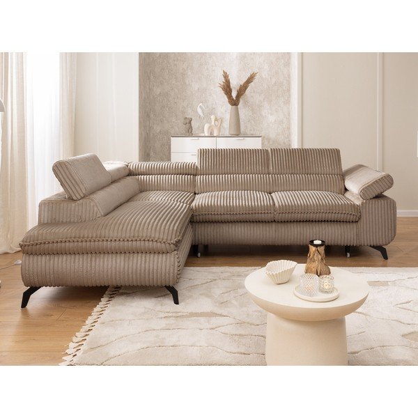 Rudos spalvos kampinė sofa iš kordinio velveto (su kairiuoju kampu/„L“ formos) Marbeya  – Ropez-image-4