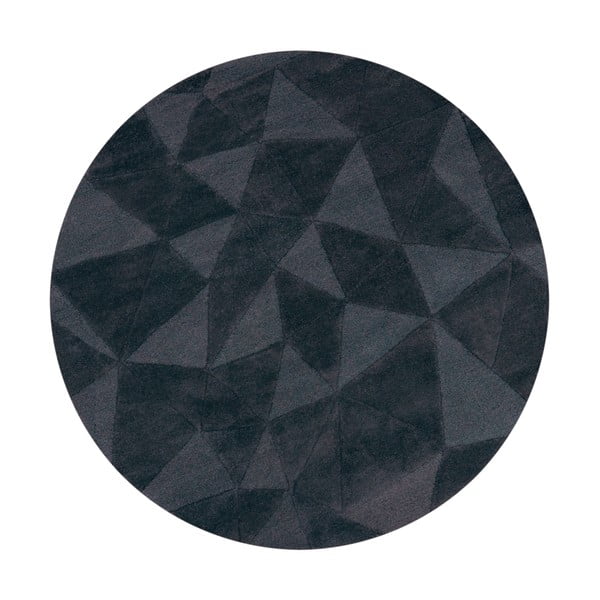 Rankų darbo antracito spalvos iš vilnos apvalios formos kilimas ø 160 cm Shard Charcoal – Flair Rugs