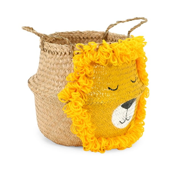 Iš jūržolės vaikiškas krepšys geltonos spalvos/natūralios spalvos ø 30x28 cm Lion – Compactor-image-3