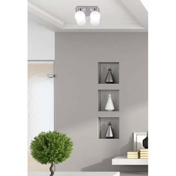 Sidabrinės spalvos lubinis šviestuvas su stikliniu gaubtu 25x25 cm Oden - Candellux Lighting-image-3