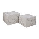 Kavos staliukai baltos spalvos 2 vnt. su marmuro dekoru 58x58 cm Dice – Actona