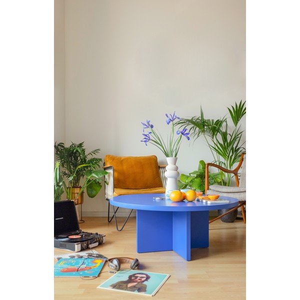 Apvalios formos kavos staliukas mėlynos spalvos ø 100 cm Pausa – Really Nice Things-image-1